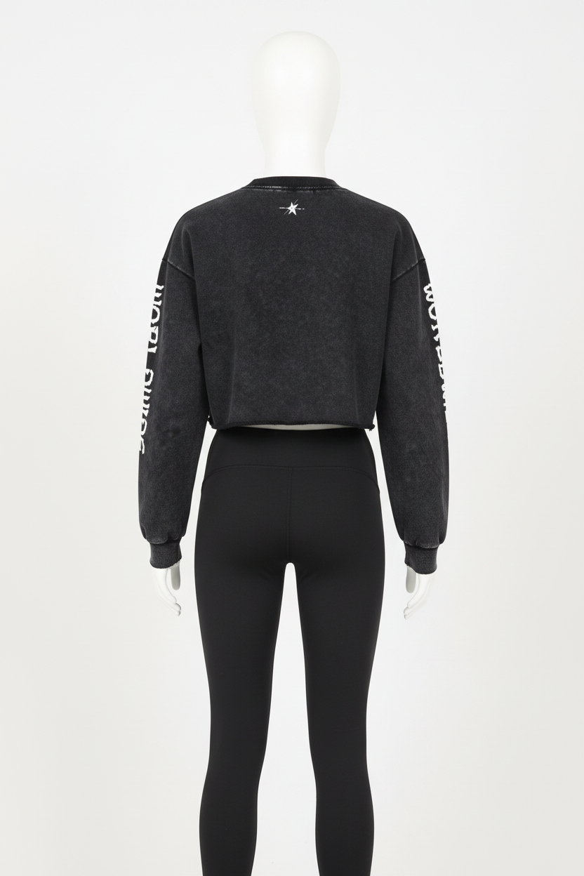 Stolo Clothing Co STARCHILD X WORLD WIDE Distressed Sun Faded Heavyweight Long Sleeve Crop Tee