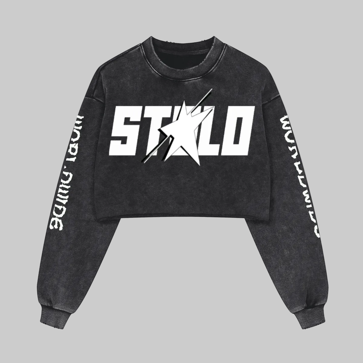 Stolo Clothing Co STARCHILD X WORLD WIDE Distressed Sun Faded Heavyweight Long Sleeve Crop Tee