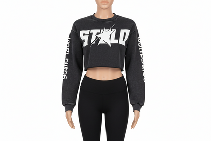 Stolo Clothing Co STARCHILD X WORLD WIDE Distressed Sun Faded Heavyweight Long Sleeve Crop Tee