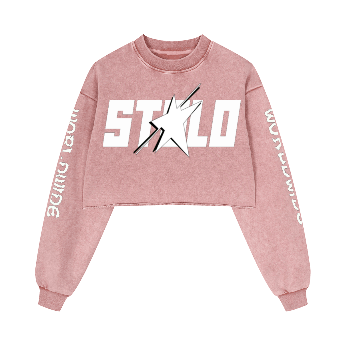 Stolo Clothing Co STARCHILD X WORLD WIDE Distressed Sun Faded Heavyweight Long Sleeve Crop Tee