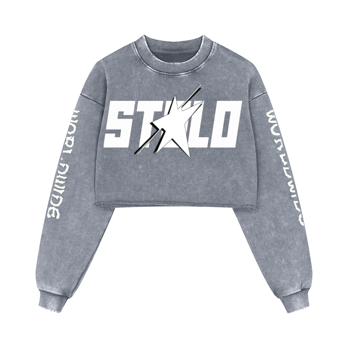 Stolo Clothing Co STARCHILD X WORLD WIDE Distressed Sun Faded Heavyweight Long Sleeve Crop Tee