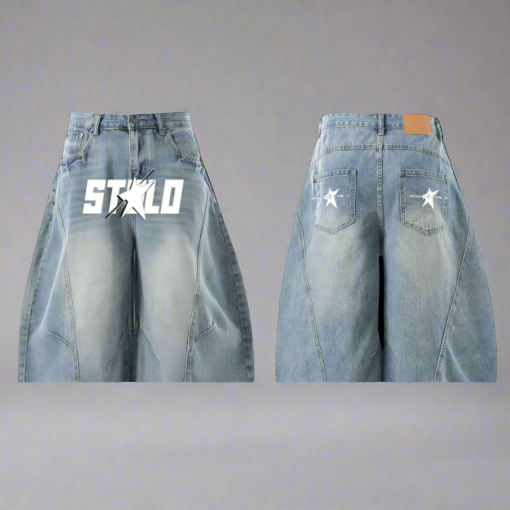 Stolo Clothing Co STARCHILD Unisex Wide-Leg Curved Blade Denim Shorts (JORTS)