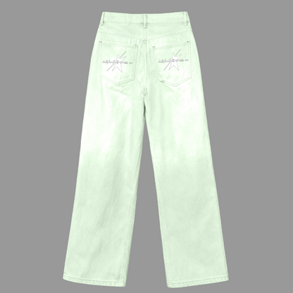 Stolo Clothing Co STARCHILD PINK & GREEN Baggy Straight-Leg Washed Denim Jeans