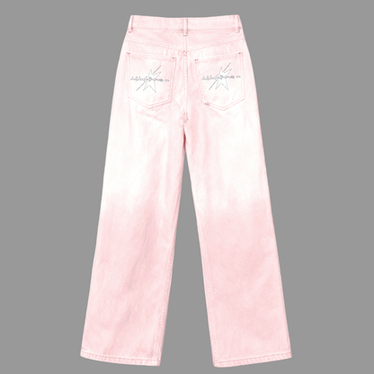 Stolo Clothing Co STARCHILD PINK & GREEN Baggy Straight-Leg Washed Denim Jeans