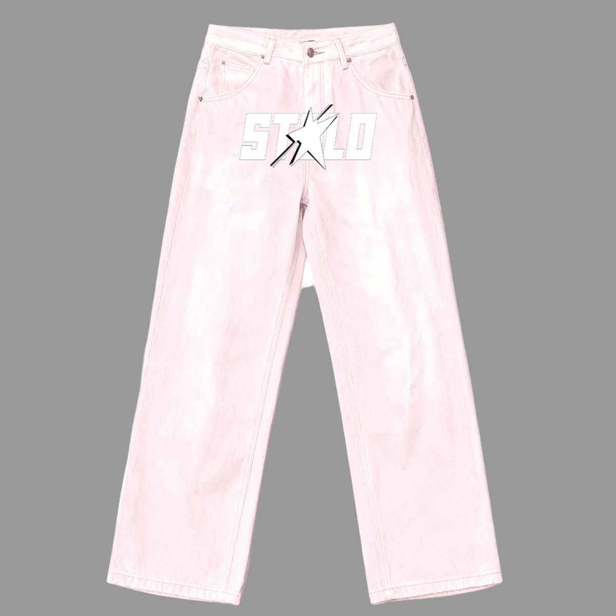 Stolo Clothing Co STARCHILD PINK & GREEN Baggy Straight-Leg Washed Denim Jeans