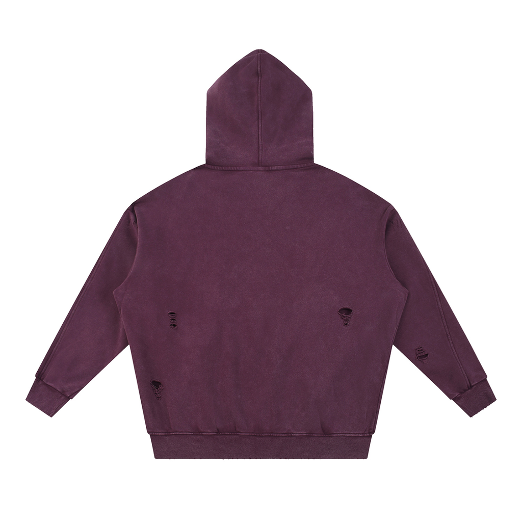 Stolo Clothing Co LOGO Distressed Snow Washed Panel Pocket Hoodie
