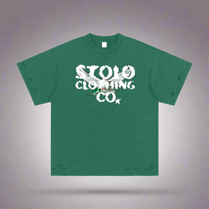 Limited Edition Stolo Clothing Co Birdies Heavyweight Snow Washed Hand-Frayed Tee