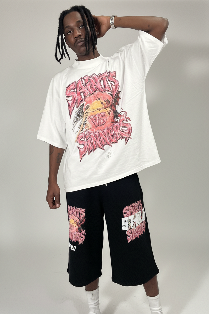 Stolo Clothing Co SAINTS VS SINNERS Oversized Boxy Tee (300GSM)