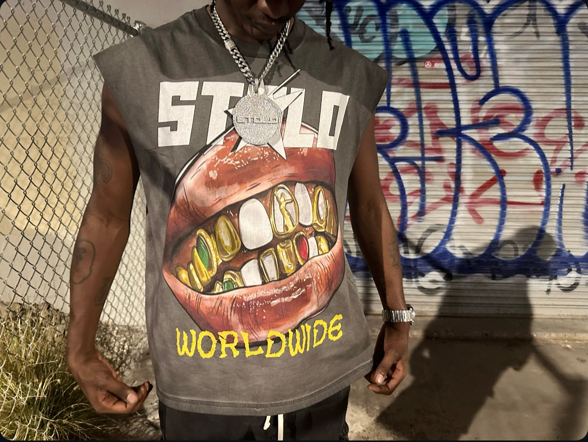 Stolo Clothing Co SMILE Vintage Stone Wash Tank Top Tee