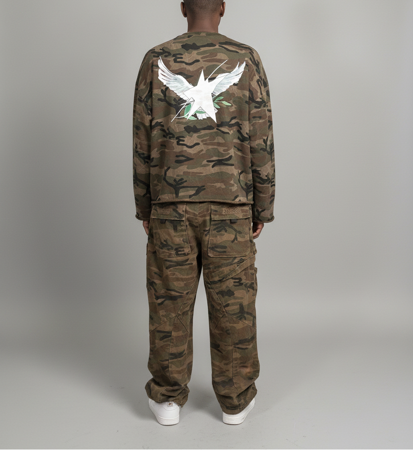 Stolo Clothing Co Birdies Camo Cropped Long Sleeve Sweater (400GSM)