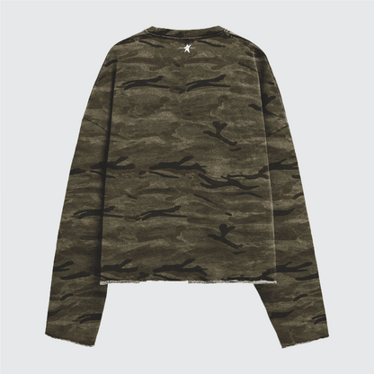 Stolo Clothing Co SHOOT 2 KILL Camo Cropped Heavyweight Long Sleeve Tee (400GSM)