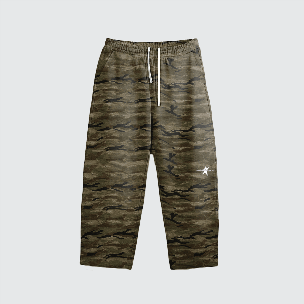 Stolo Clothing Co LOGO X STARCHILD BACK PRINT Unisex Heavyweight Camo Curved-Leg Sweatpants (400GSM)