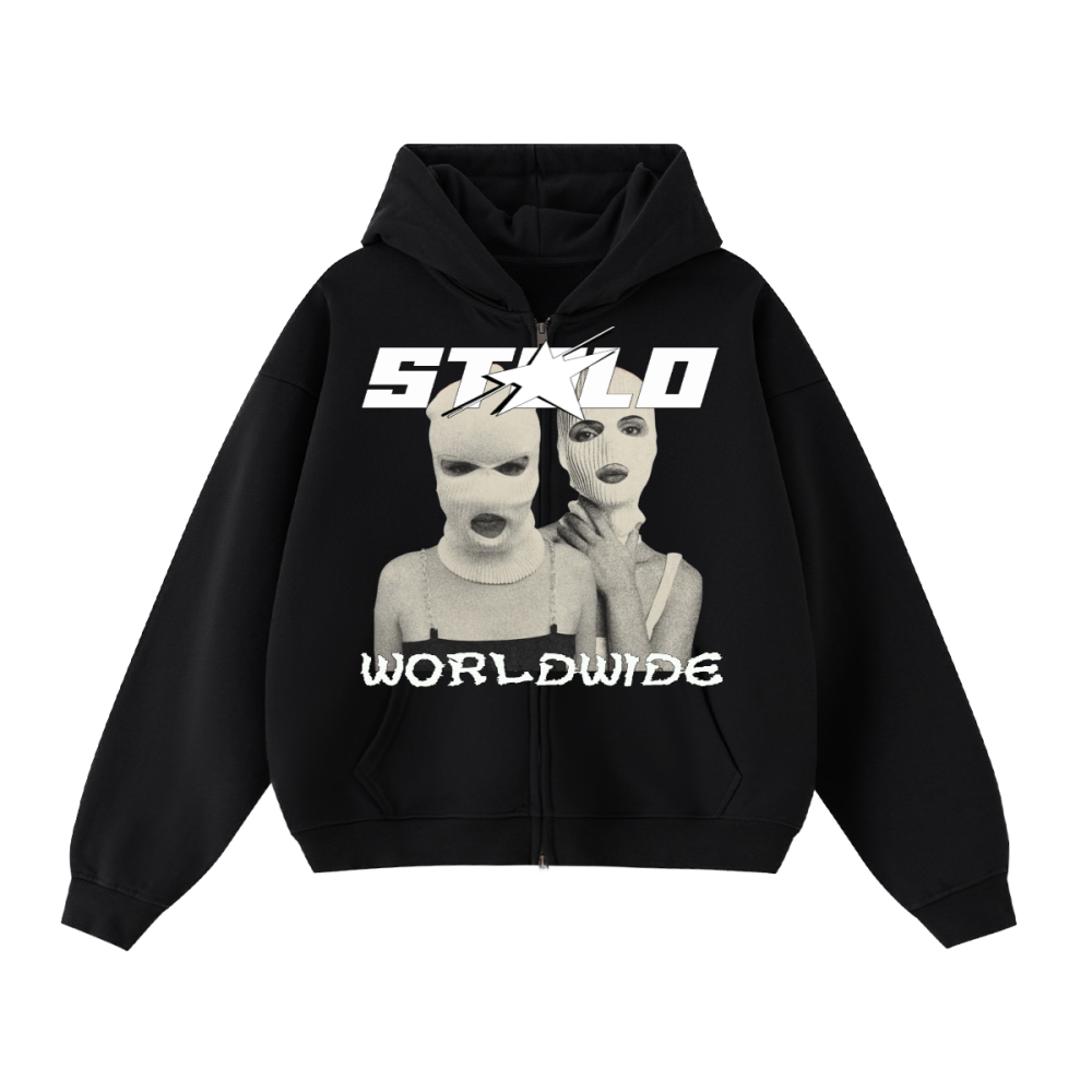 Stolo Clothing Co SKIED UP 2026 Heavyweight Cropped Double Zip-Up Hoodie (460GSM)