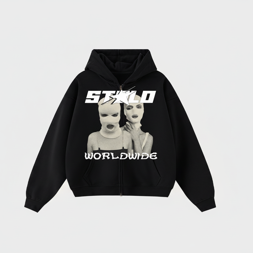 Stolo Clothing Co SKIED UP 2026 Heavyweight Cropped Double Zip-Up Hoodie (460GSM)