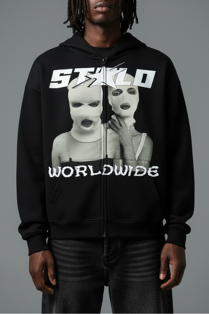 Stolo Clothing Co SKIED UP 2026 Heavyweight Cropped Double Zip-Up Hoodie (460GSM)