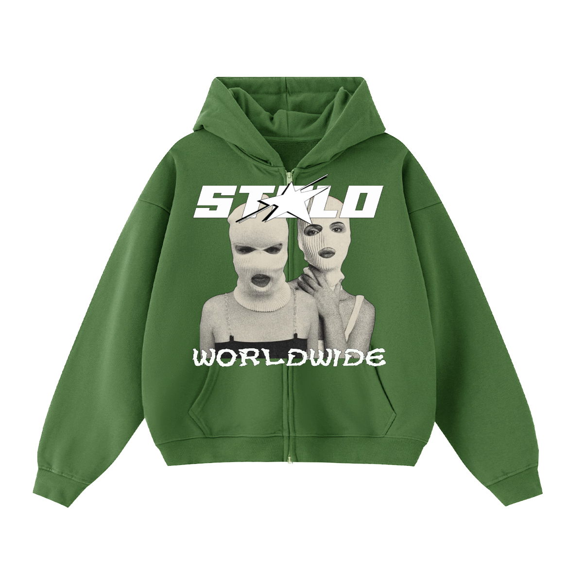 Stolo Clothing Co SKIED UP 2026 Heavyweight Cropped Double Zip-Up Hoodie (460GSM)