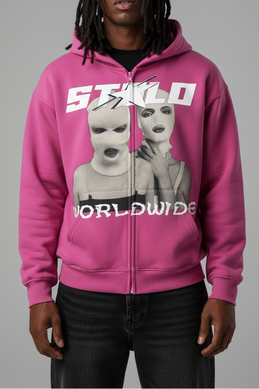 Stolo Clothing Co SKIED UP 2026 Heavyweight Cropped Double Zip-Up Hoodie (460GSM)