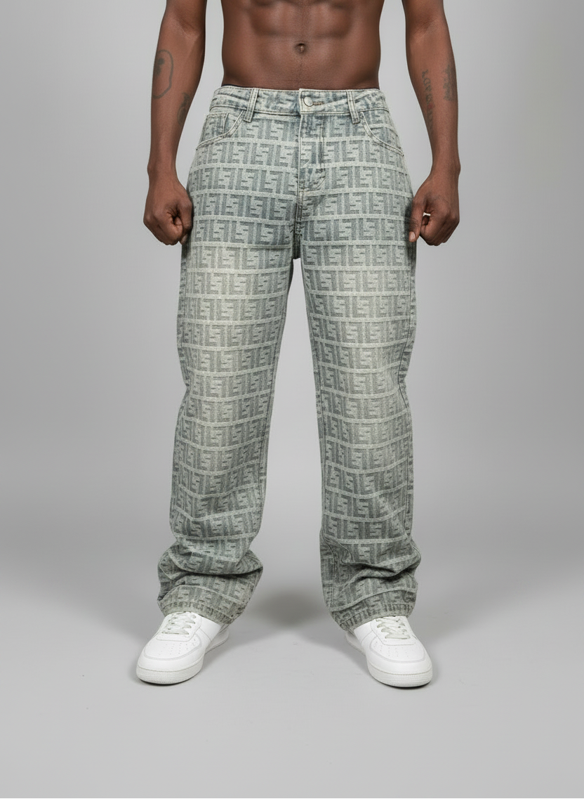 Stolo Clothing Co Monogram Straight Leg Denim Jeans
