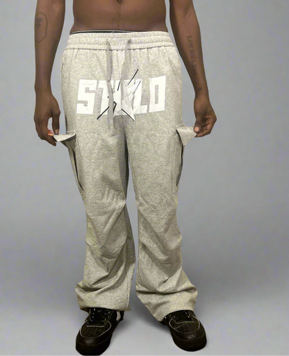 Stolo Clothing Co STARCHILD Wide-Leg Unisex Cargo Sweatpants [ BLACK & GREY ]