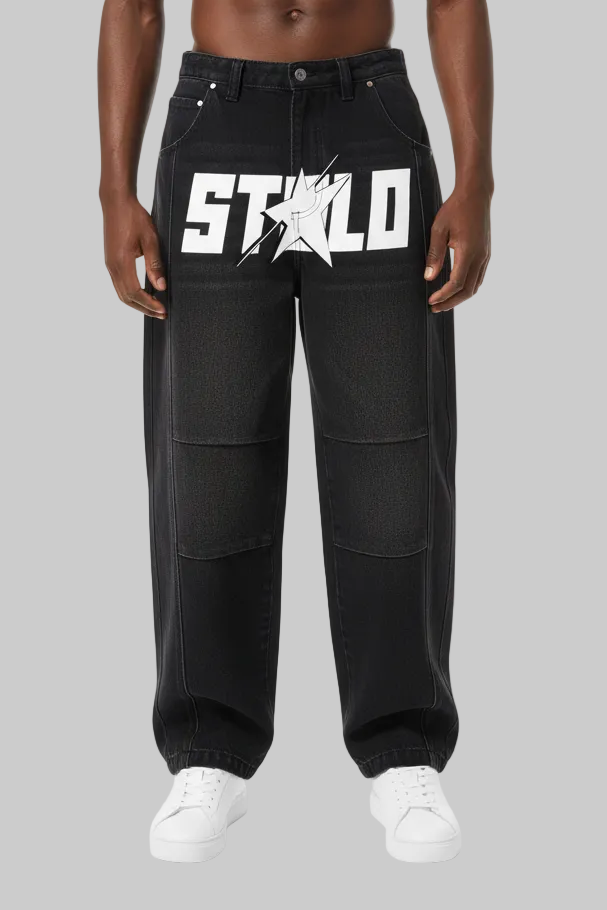 Stolo Clothing Co STARCHILD Premium Tailored Baggy Denim Jeans [BLACK & BLUE]
