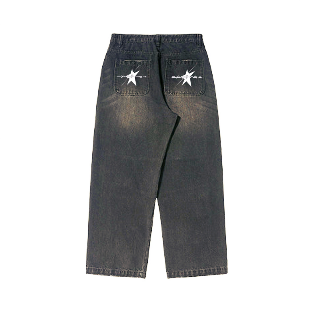 Stolo Clothing Co STARCHILD Premium Tailored Baggy Denim Jeans [BLACK & BLUE]