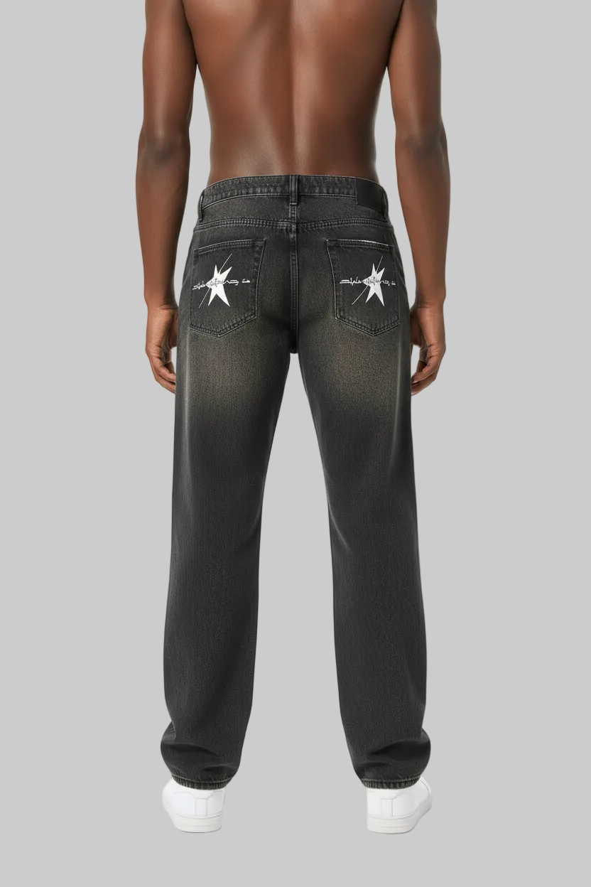 Stolo Clothing Co STARCHILD Premium Tailored Baggy Denim Jeans [BLACK & BLUE]
