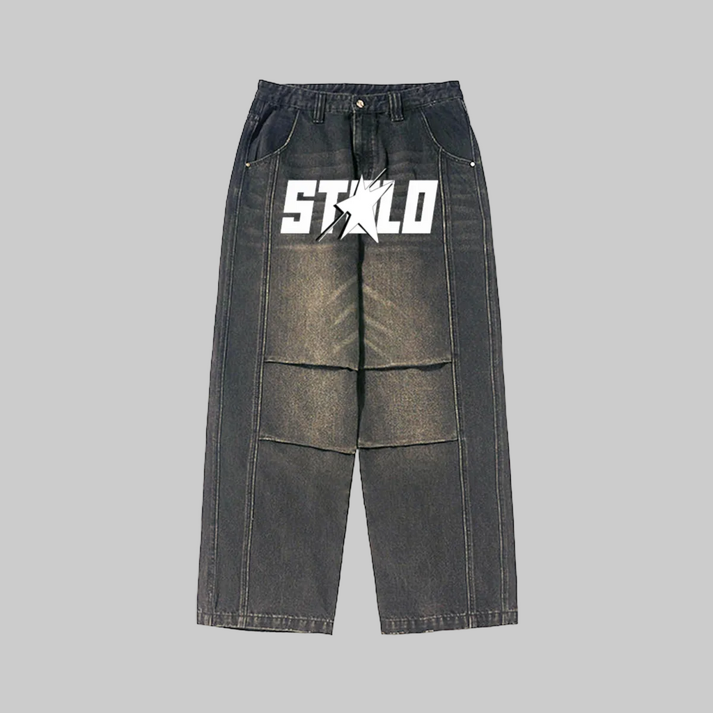Stolo Clothing Co STARCHILD Premium Tailored Baggy Denim Jeans [BLACK & BLUE]