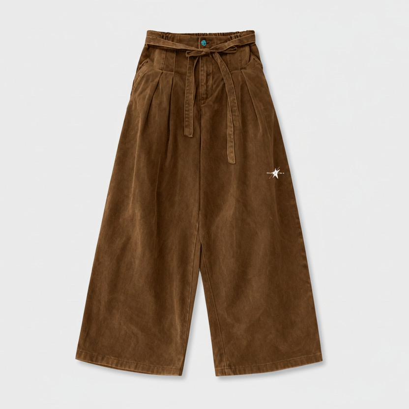 Stolo Clothing Co LOGO Unisex Baggy Brown Curve Blade Denim Jeans