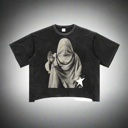 Stolo Clothing Co THE MASK Raw Edge Snow Washed Oversized Boxy Tee