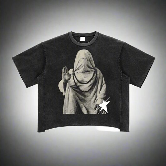 Stolo Clothing Co THE MASK Raw Edge Snow Washed Oversized Boxy Tee