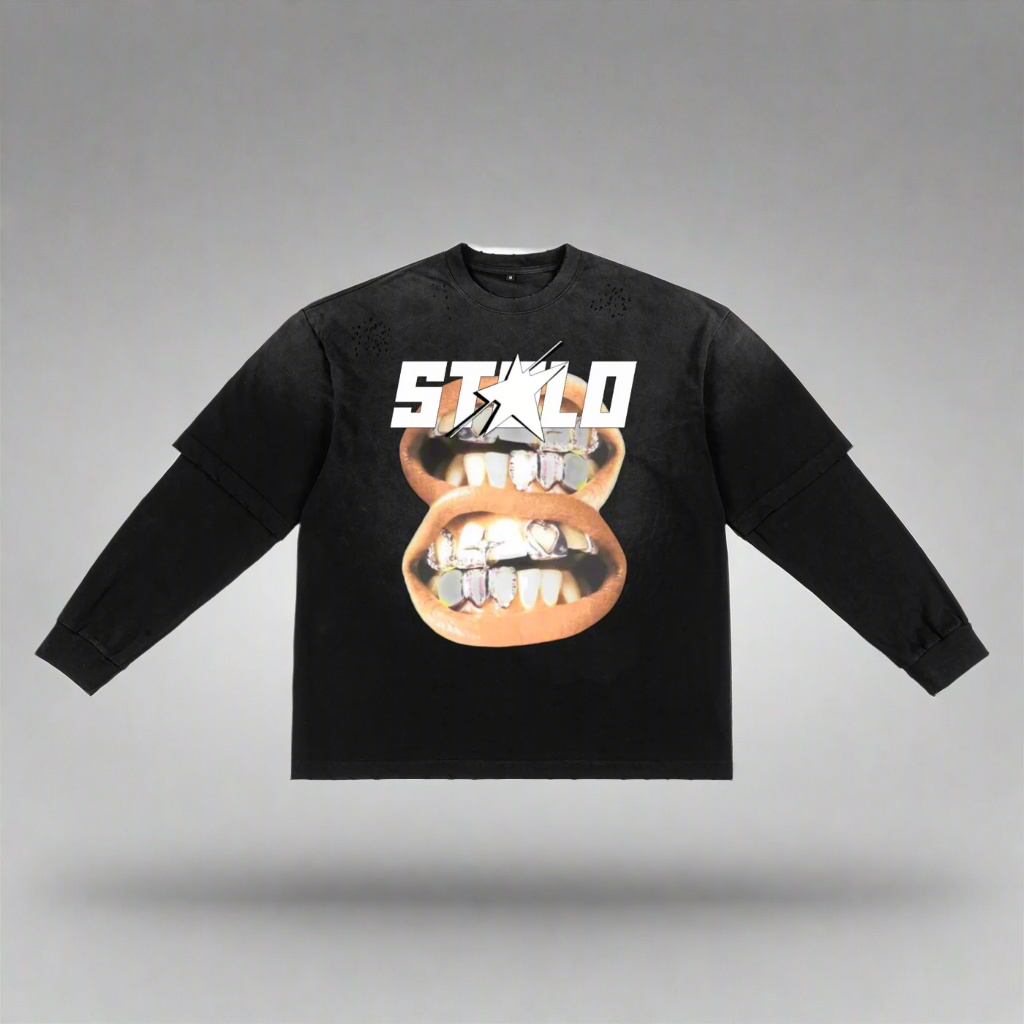 Stolo Clothing Co DOUBLE SMILE Sun Faded Hand-Frayed Double Layered Tee