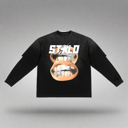 Stolo Clothing Co DOUBLE SMILE Sun Faded Hand-Frayed Double Layered Tee