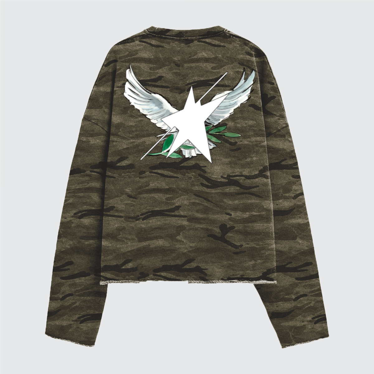 Stolo Clothing Co Birdies Camo Cropped Long Sleeve Tee (400GSM)