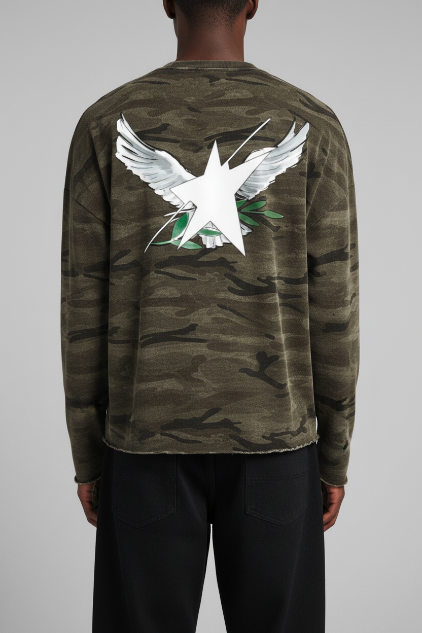 Stolo Clothing Co Birdies Camo Cropped Long Sleeve Tee (400GSM)