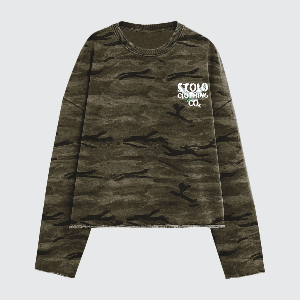 Stolo Clothing Co Birdies Camo Cropped Long Sleeve Tee (400GSM)