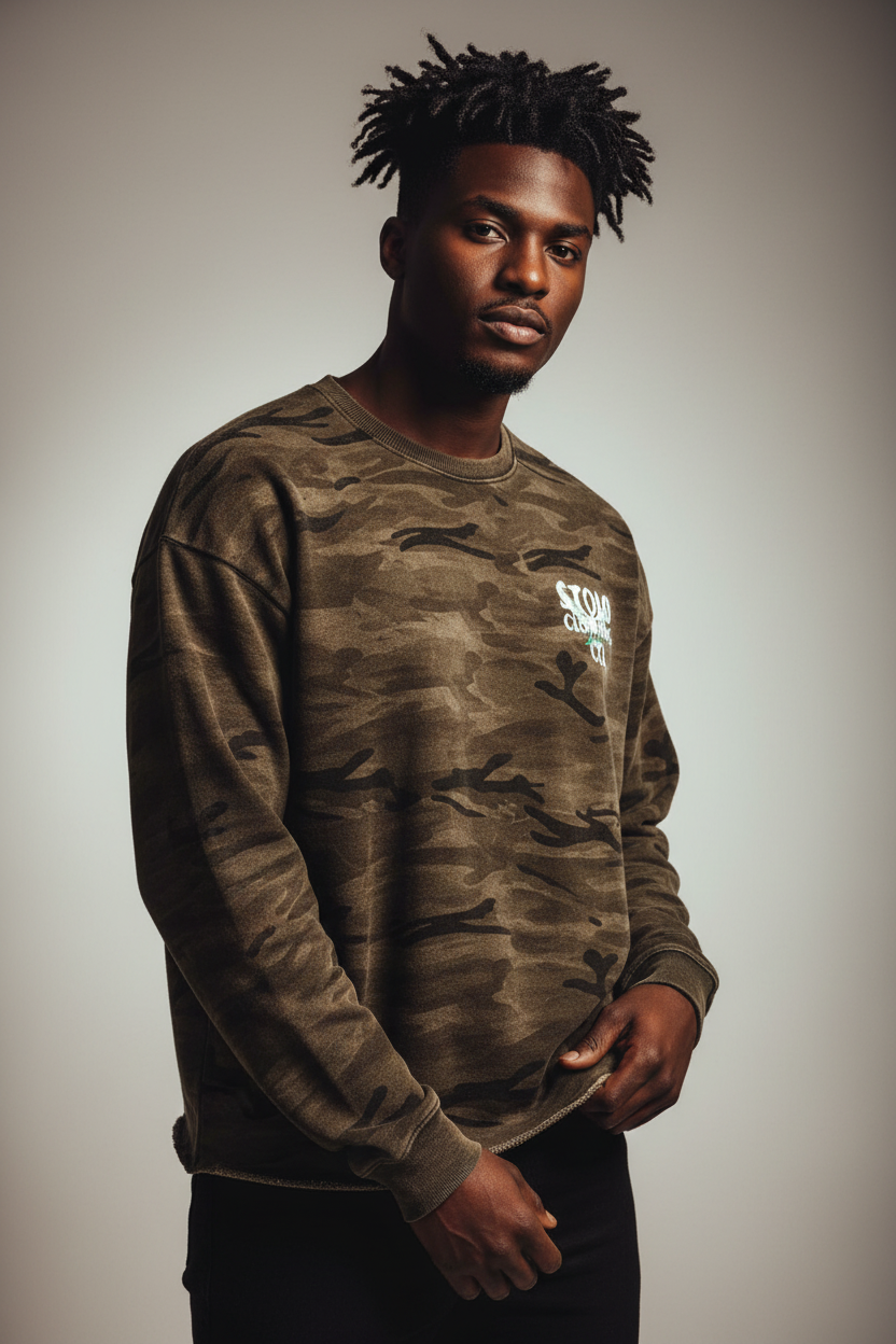 Stolo Clothing Co Birdies Camo Cropped Long Sleeve Tee (400GSM)