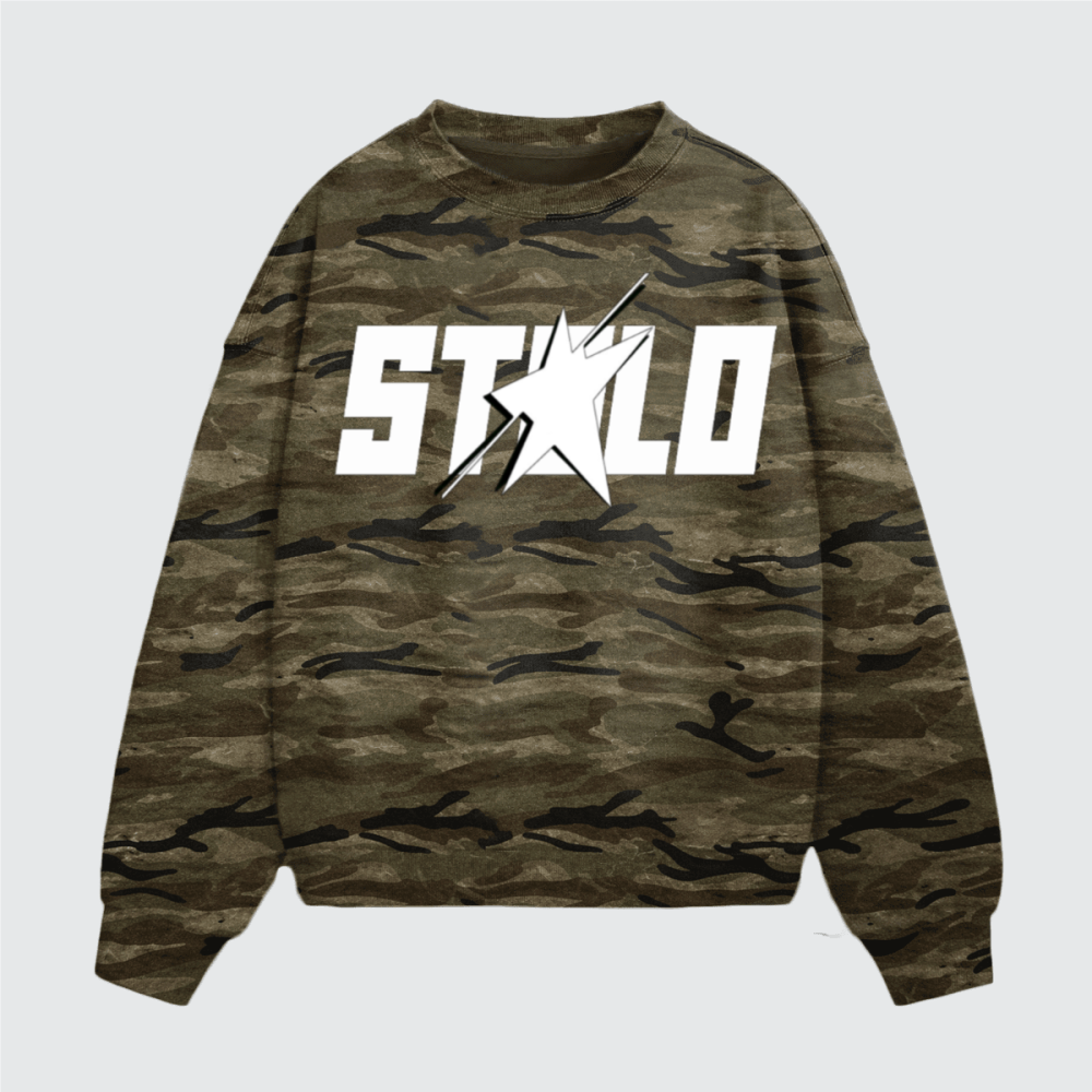 Stolo Clothing Co STARCHILD Oversized Heavyweight Camo Crewneck Sweatshirt (400GSM)
