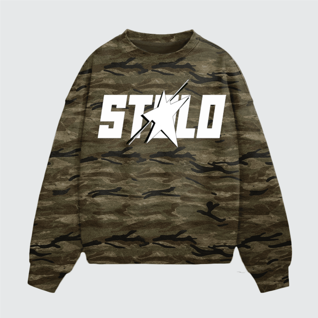 Stolo Clothing Co STARCHILD Oversized Heavyweight Camo Crewneck Sweatshirt (400GSM)