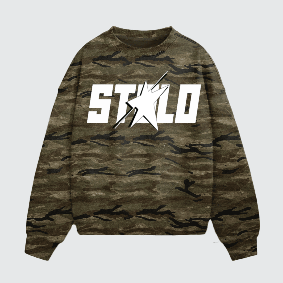 Stolo Clothing Co STARCHILD Oversized Heavyweight Camo Crewneck Sweatshirt (400GSM)