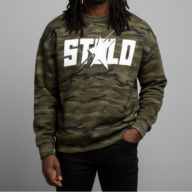 Stolo Clothing Co STARCHILD Oversized Heavyweight Camo Crewneck Sweatshirt (400GSM)