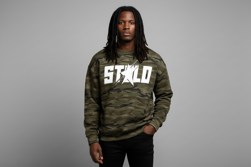 Stolo Clothing Co STARCHILD Oversized Heavyweight Camo Crewneck Sweatshirt (400GSM)