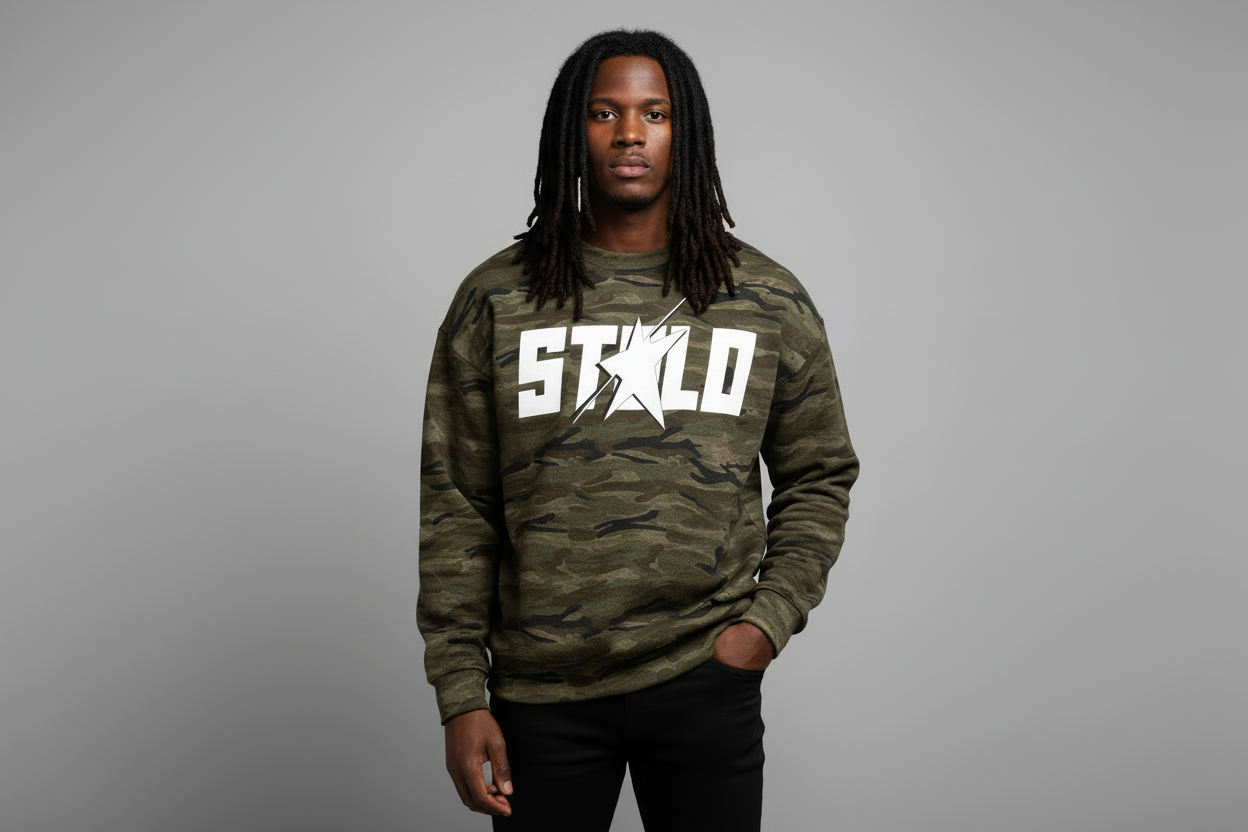 Stolo Clothing Co STARCHILD Oversized Heavyweight Camo Crewneck Sweatshirt (400GSM)