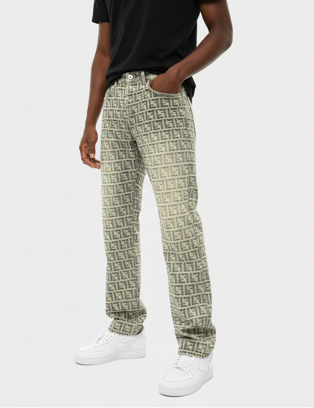 Stolo Clothing Co Monogram Straight Leg Denim Jeans