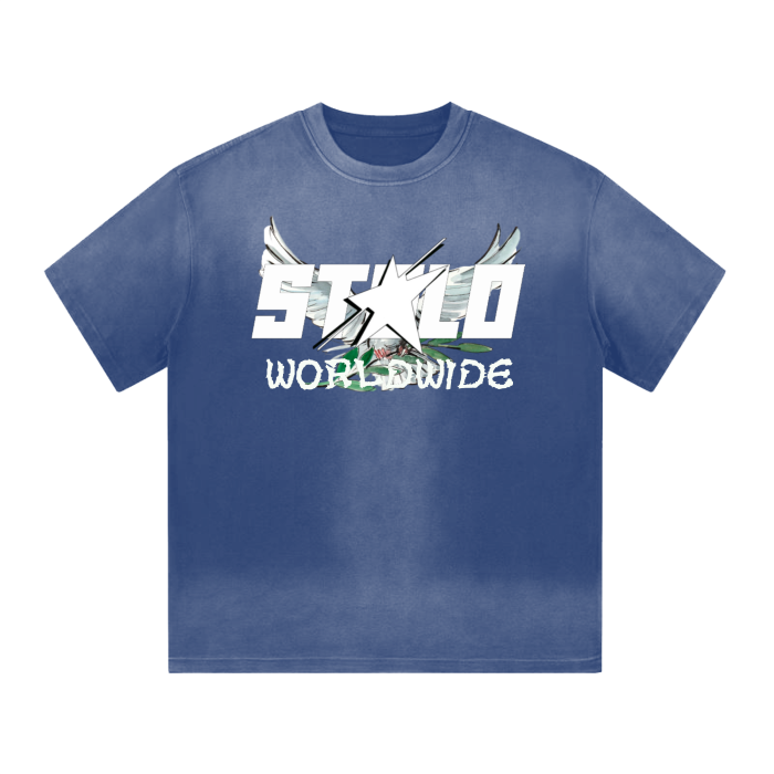 Stolo Clothing Co STOLO WORLD WIDE Monkey Washed Drop Shoulder Tee