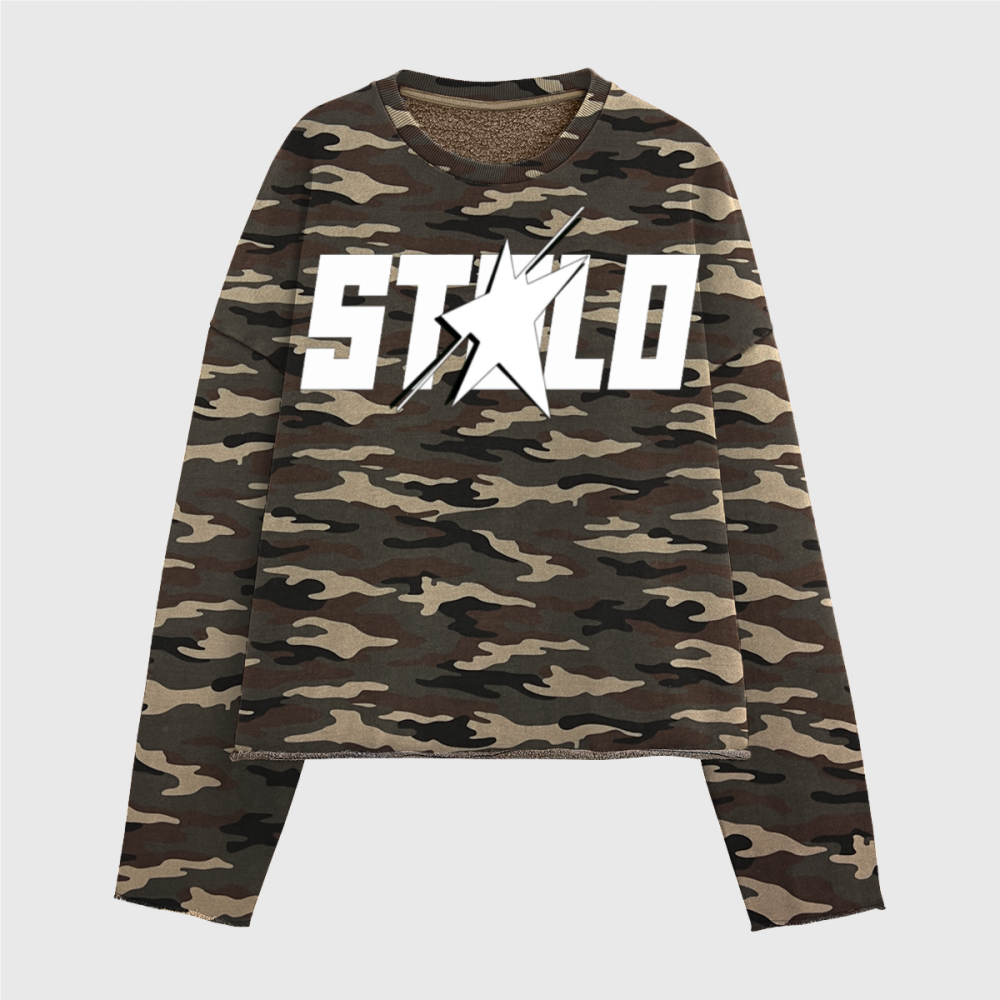 Stolo Clothing Co STARCHILD ARMY CAMO Cropped Heavyweight Crewneck Sweatshirt (420 GSM)
