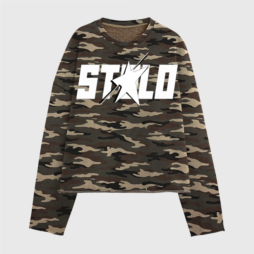 Stolo Clothing Co STARCHILD ARMY CAMO Cropped French Terry Crewneck Sweatshirt (420 GSM)