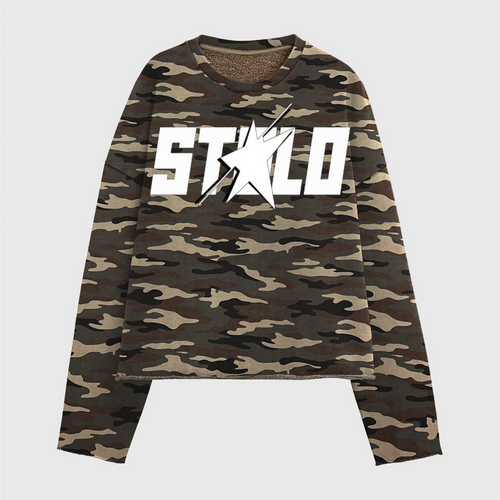 Stolo Clothing Co STARCHILD ARMY CAMO Cropped Heavyweight Crewneck Sweatshirt (420 GSM)