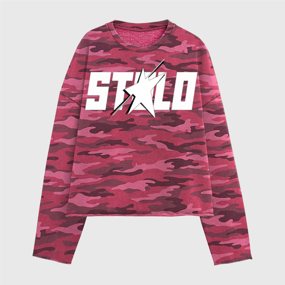 Stolo Clothing Co Starchild ROSE CAMO Cropped Heavyweight Crewneck Sweatshirt (420 GSM)