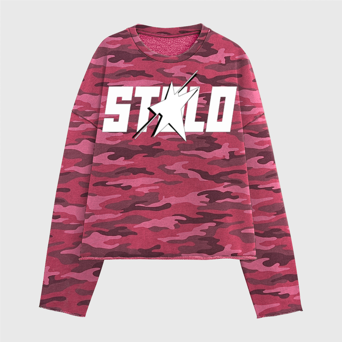 Stolo Clothing Co Starchild ROSE CAMO Cropped Heavyweight Crewneck Sweatshirt (420 GSM)