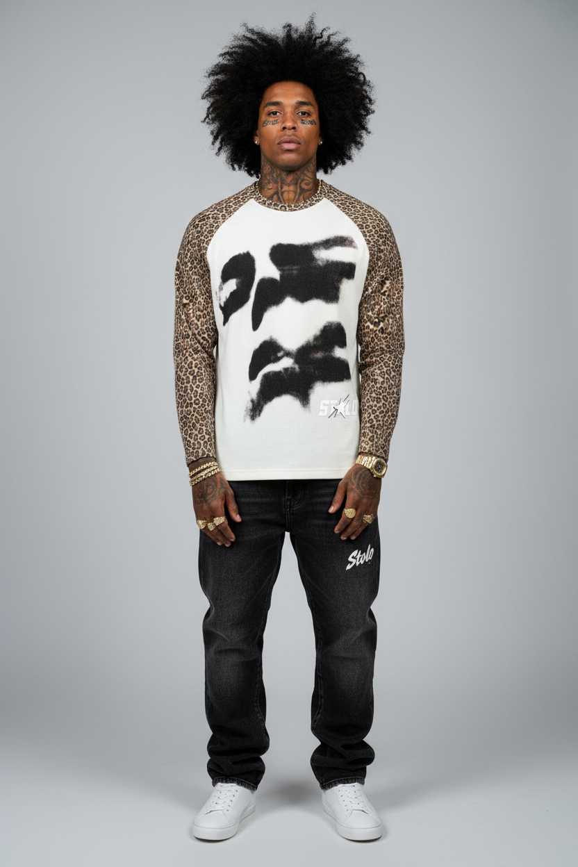 Stolo Clothing Co 2 FACED Leopard Sleeve Tee